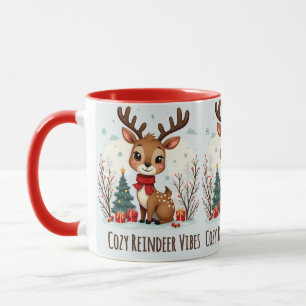 Süße Weihnachts-Rentier-Szene Schneewald Tasse
