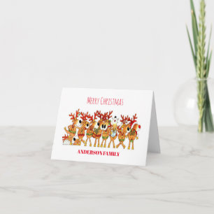 Süße Weihnachts-Rentiere, die eine singende Karte
