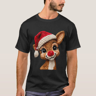 Süße Weihnachts-Rentiere häkeln lustiges Geschenk T-Shirt