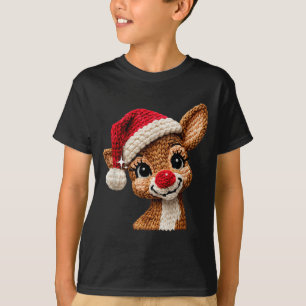 Süße Weihnachts-Rentiere häkeln lustiges Geschenk T-Shirt