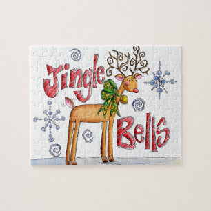 Süße Weihnachts-Rentiere, Jingle Bells-Schneeflock