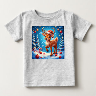 Süße Weihnachts-Rentiere Santa-Hut Zuckerstangen Baby T-shirt