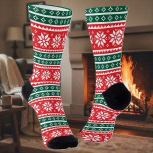 Süße Weihnachts-Socken mit nordischem Schneeflocke Socken