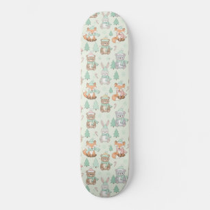 Süße Weihnachts-Tiere Nahtloses Muster Skateboard