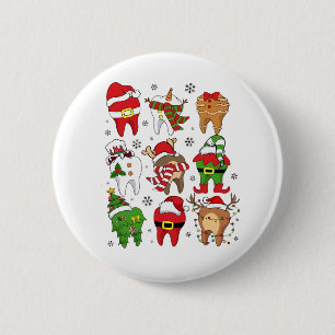 Süße Weihnachts-Zahnfiguren, lustige Feiertage Button