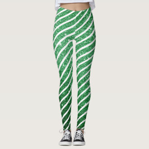 Süße Weihnachts-Zuckerrohr-Glitter grün gestreift Leggings