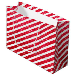Süße Weihnachts-Zuckerstangen-Glitter-Gestreift-Mu Große Geschenktüte