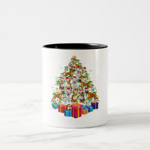 Süße Weihnachtsbaum-Boxer-Hundefamilie Weihnachtsg Zweifarbige Tasse