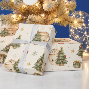 Süße Weihnachtsbaum-Hot-Cocoa-Tassen-Wrap-Papier Geschenkpapier