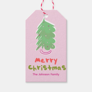 Süße Weihnachtsbaum-Rosa-Familien-Geschenkanhänger Geschenkanhänger