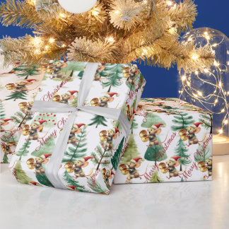Süße Weihnachtsbäume Musikalische Maus Geschenkpapier