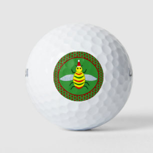 Süße Weihnachtsbiene und Weihnachtssterne Golfball