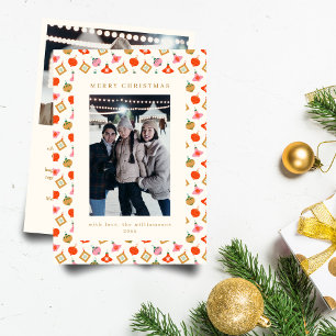 Süße Weihnachtsdekorationen Farbige Familienfotos Feiertagskarte