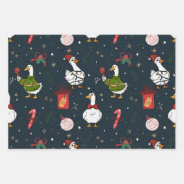 Süße Weihnachtsenten Geschenkverpackung Geschenkpapier Set