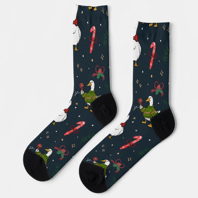 Süße Weihnachtsenten Socken (Linkes Detail)