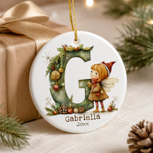 Süße Weihnachtsfee Anfangsbuchstabe 'G' Individuel Keramik Ornament