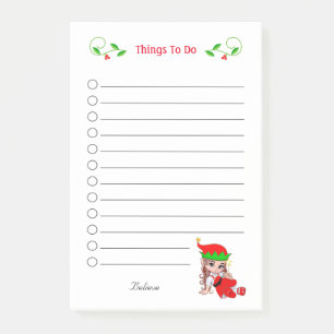 Süße Weihnachtsfee-Elf-Dinge zu tun Post-it Klebezettel