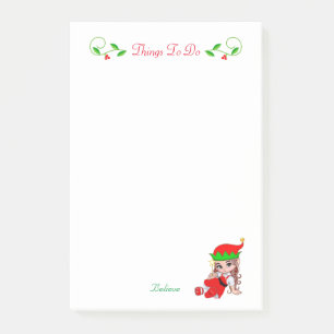 Süße Weihnachtsfee-Elf-Dinge-zu-tun-Post-it-Notiz Post-it Klebezettel