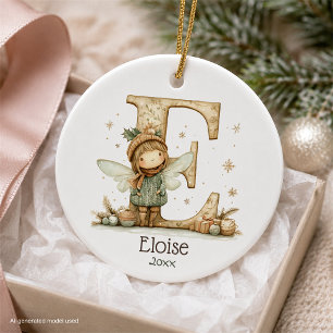 Süße Weihnachtsfee Initial Persönlicher Feiertag Keramik Ornament