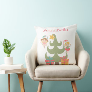 Süße Weihnachtsfeen mit individuellem Namen Kissen