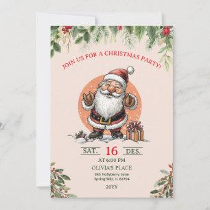 Süße Weihnachtsfeier-Einladung mit Santa Claus  Einladung