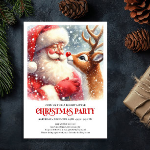 Süße Weihnachtsfeier-Einladung mit Santa und Rudol Einladung