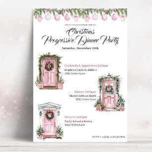 Süße Weihnachtsfeier Progressive Dinner Rosa Einladung