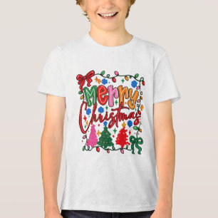 Süße Weihnachtsferien-Doodle   Kinderzeichnungs-Sa Tri-Blend Shirt