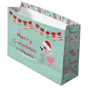 Süße Weihnachtsflamingo-Ornamente Große Geschenktüte