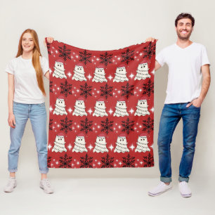 Süße Weihnachtsgeister und Schneeflocken Festliche Fleecedecke