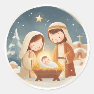 Süße Weihnachtsgeschichte Runder Aufkleber