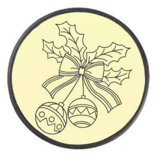 Süße Weihnachtsglocken-Linienkunst Eishockey Puck