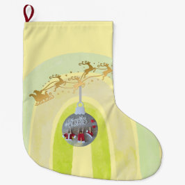 Süße Weihnachtsglocken-Linienkunst Großer Weihnachtsstrumpf