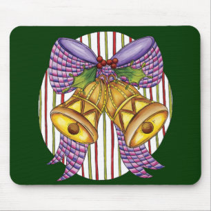 Süße Weihnachtsglocken mit Band und Schleife Mousepad