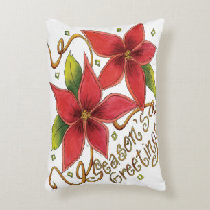 Süße Weihnachtsgrüße mit Poinsettien Dekokissen