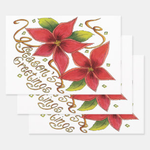 Süße Weihnachtsgrüße mit Weihnachtssternen Geschenkpapier Set