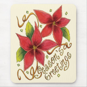 Süße Weihnachtsgrüße mit Weihnachtssternen Mousepad