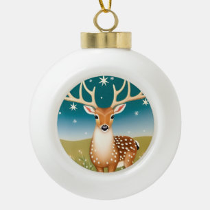 Süße Weihnachtshirsche Keramik Kugel-Ornament