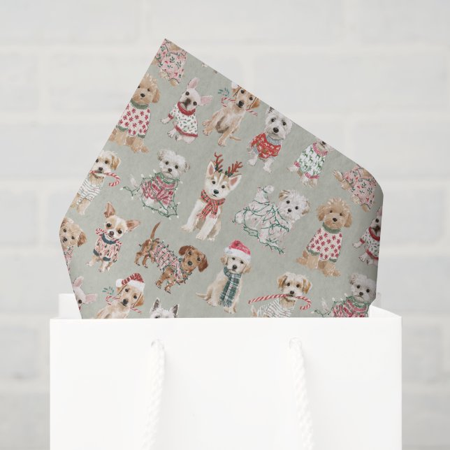 Süße Weihnachtshunde Seidenpapier (Geschenktüte)