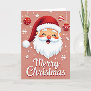 Süße Weihnachtskarte mit Santa und Ornamenten Karte