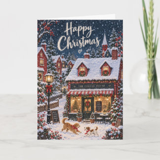 Süße Weihnachtskarte vom Coffeeshop im Schnee Karte