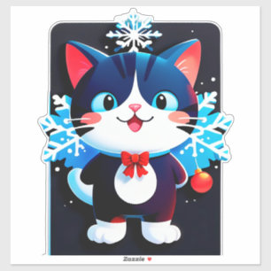 🎄 Süße Weihnachtskatze Dekoration für Winter Katz Aufkleber