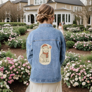 Süße Weihnachtskatze • Feiertags-Kitty im Pullover Jeansjacke