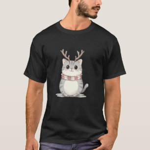 Süße Weihnachtskatze mit Geweih für saisonale Magi T-Shirt