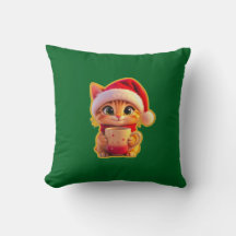 **Süße Weihnachtskatze mit Santa-Hut – Lustiger Fe
