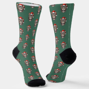 Süße Weihnachtskatze mit Santa-Hut Socken