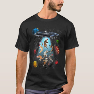 Süße Weihnachtskatzen im Weltraum Ornamente Grafik T-Shirt