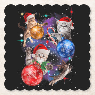 Süße Weihnachtskatzen im Weltraum-Schmuck Untersetzer
