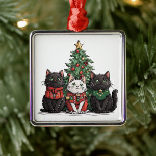 Süße Weihnachtskatzen Ornament Aus Metall
