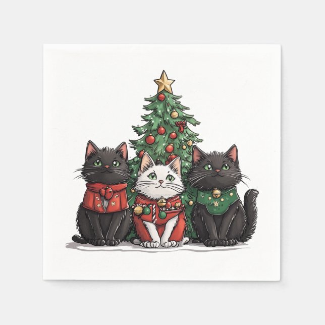 Süße Weihnachtskatzen Serviette (Vorderseite)